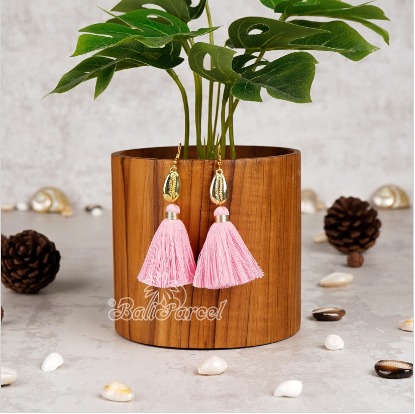 Shell Tassle Earrings Rosé