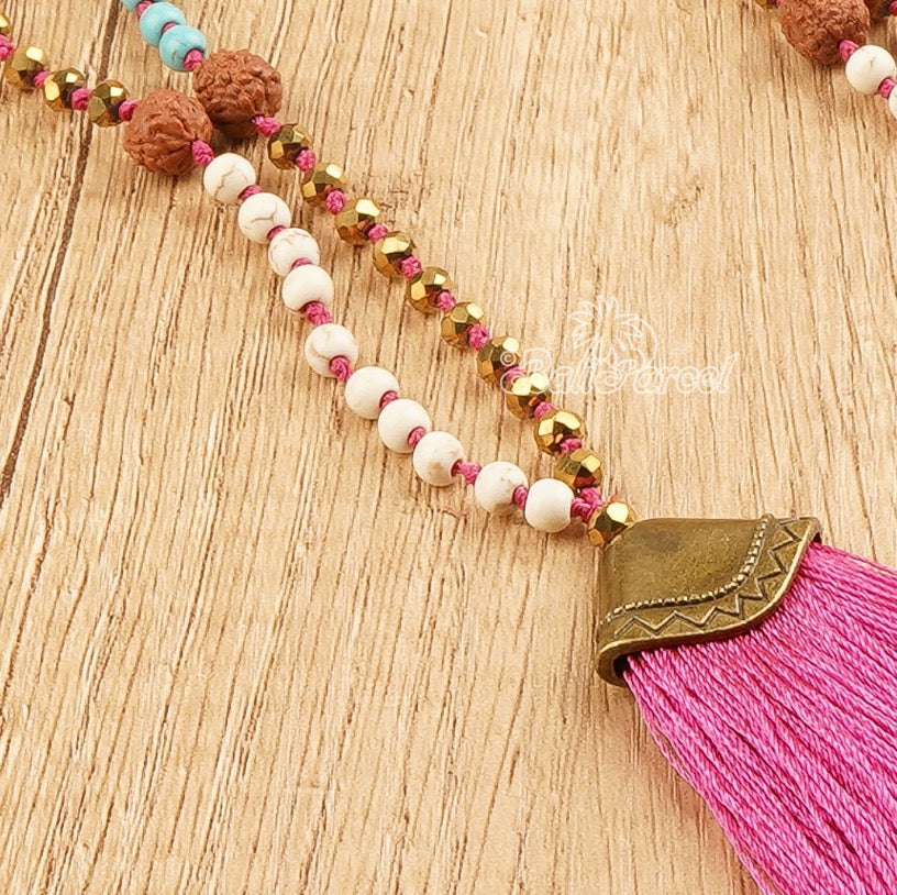 Mala Necklace "be in love with your life" - Pink