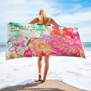 Beach towel Rumi "there is a voice that doesn't use words - listen"