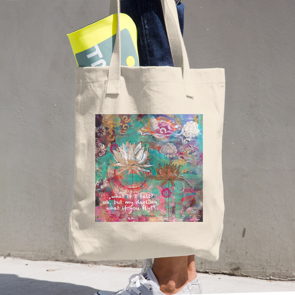 Farmer's Market Bag "what if I fall? oh my darling, what if you fly?" e.h.