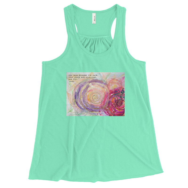 Yoga Shirt Rumi "you've escaped the cage, your wings are stretched, now fly"