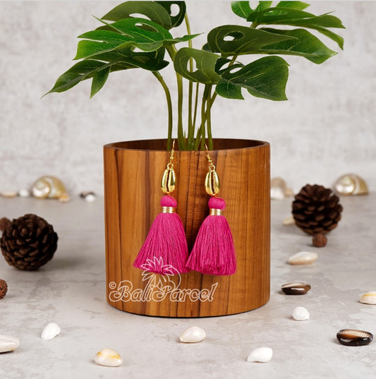 Shell Tassle Earrings Pink