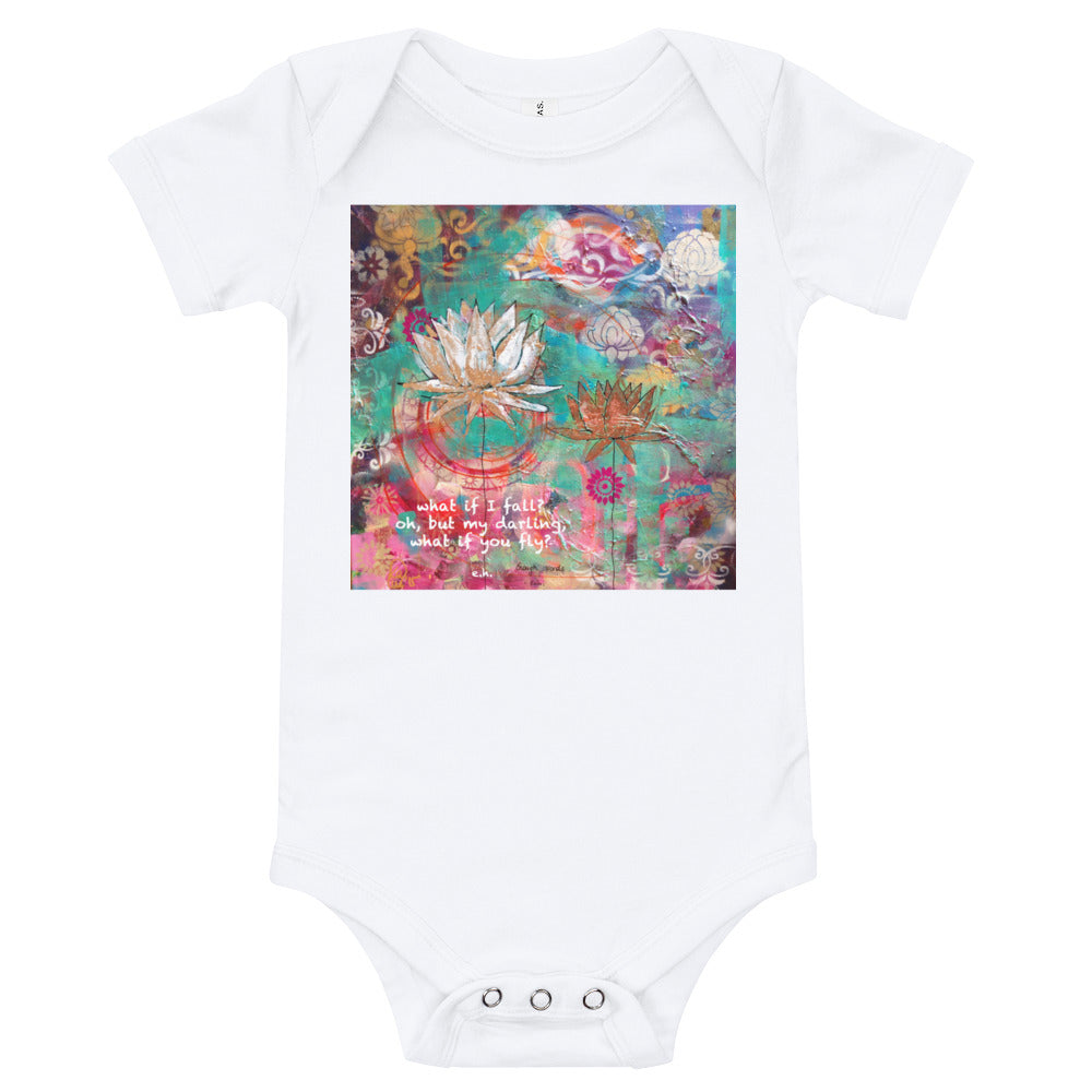 Yoga Baby Bodysuit "what if I fall? oh my darling, what if you fly?" e.h.