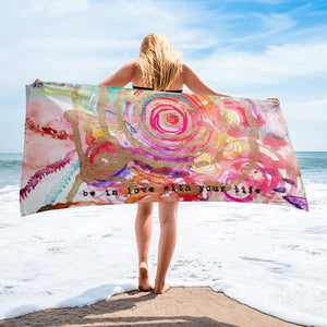 Beach towel "be in love with your life"
