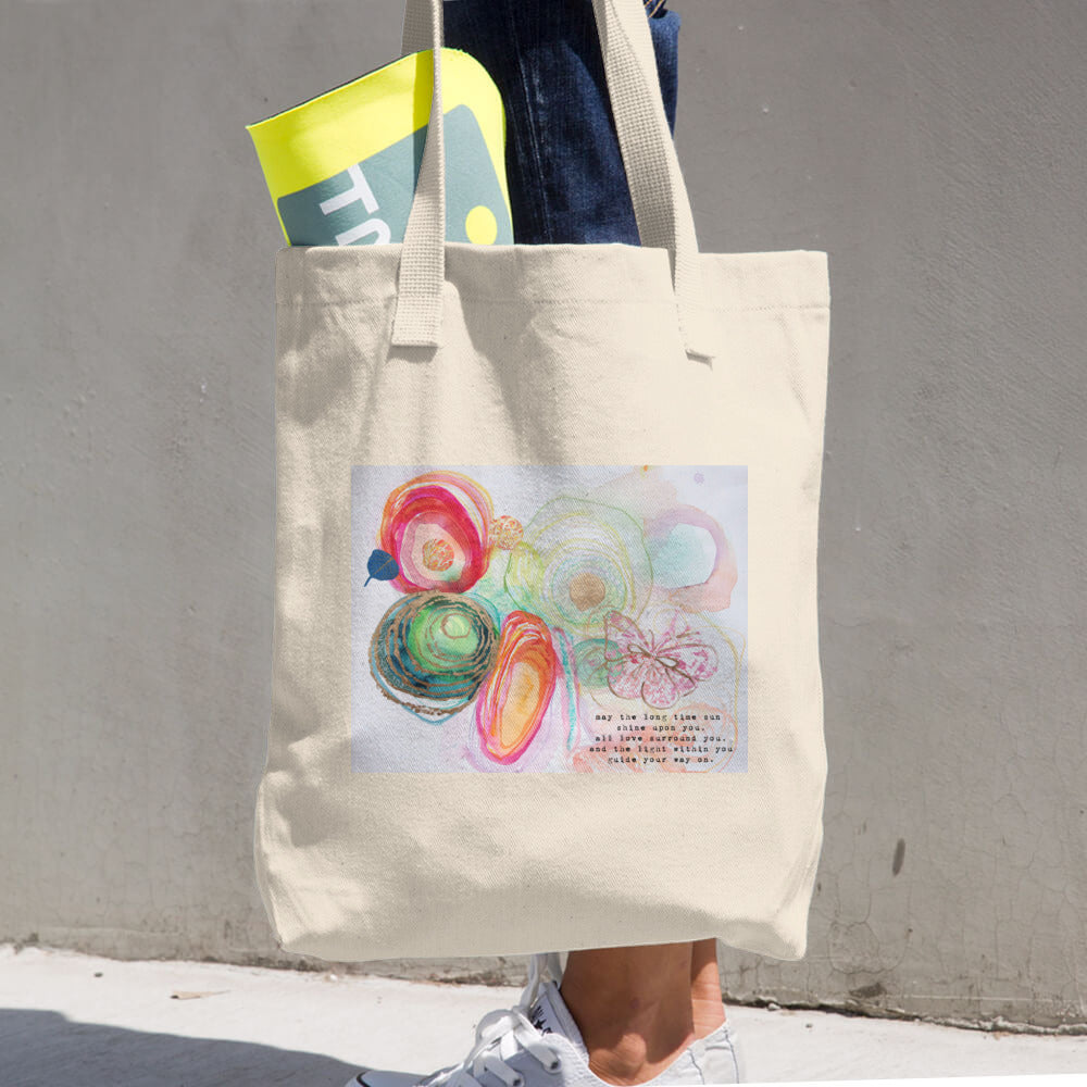 Farmer's Market Bag "may the long time sun shine upon you, all love surround you, and the light within you guide your way on"