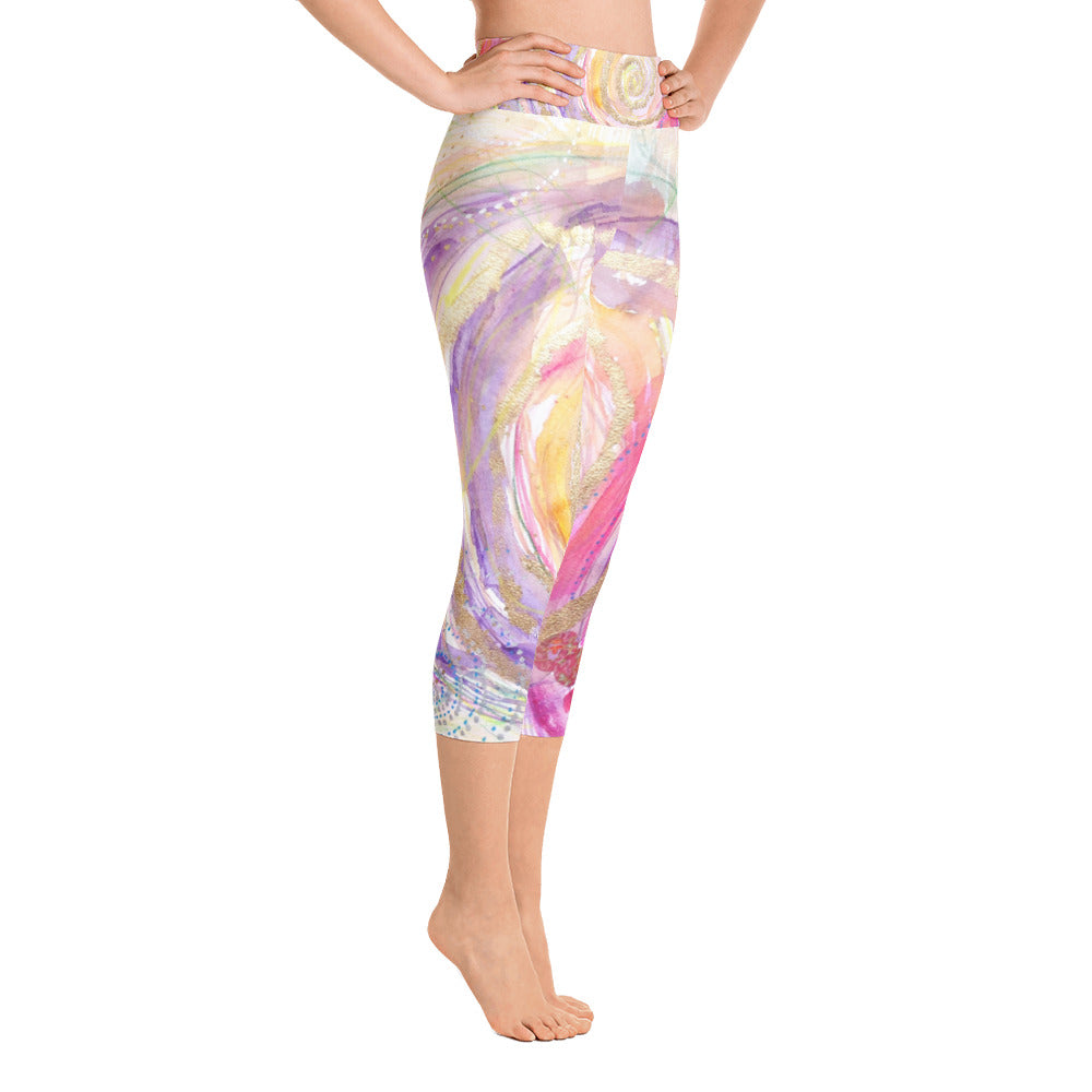 Yoga Capri Pants Rumi "you have escaped the cage, your wings are stretched, now fly"